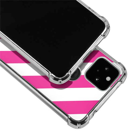 Pink and White Geometric Stripes Google Pixel 5 Clear Case